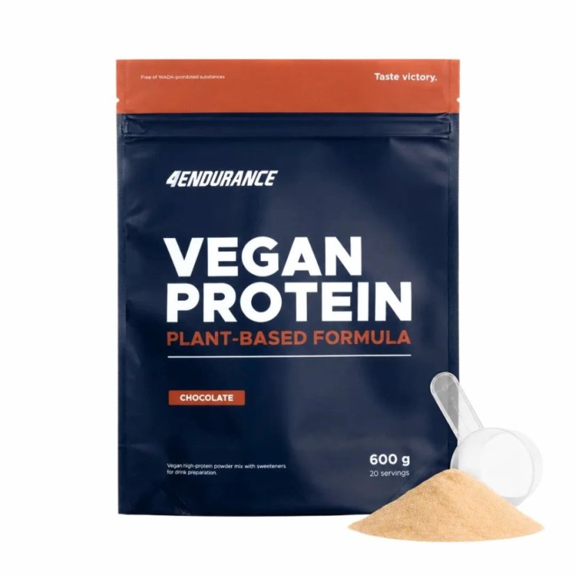 4Endurance Protein Vegan Formula – rastlinný proteín, 600 g - Příchuť: Čokoláda