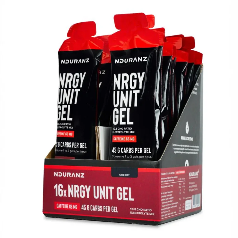 Energetický gel Nrgy Unit Gel + Kofein 65/130mg, 16x75g - Příchuť: Třešeň 65mg