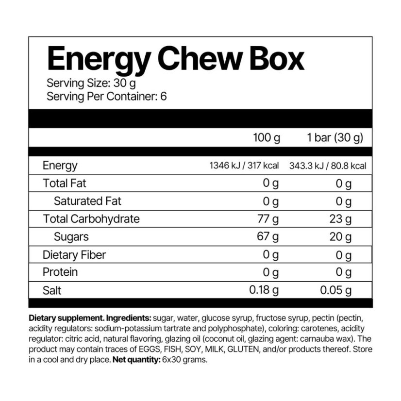 4Energy Energy Chew – energetické želé, 6×30 g - Příchuť: Pomeranč